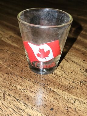 Canada Red Maple Leaf Shot Glass - Clear Glass with Red Accent